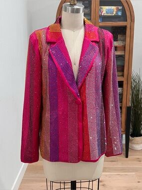 Queen of Sparkle Rhinestone Stripe Blazer